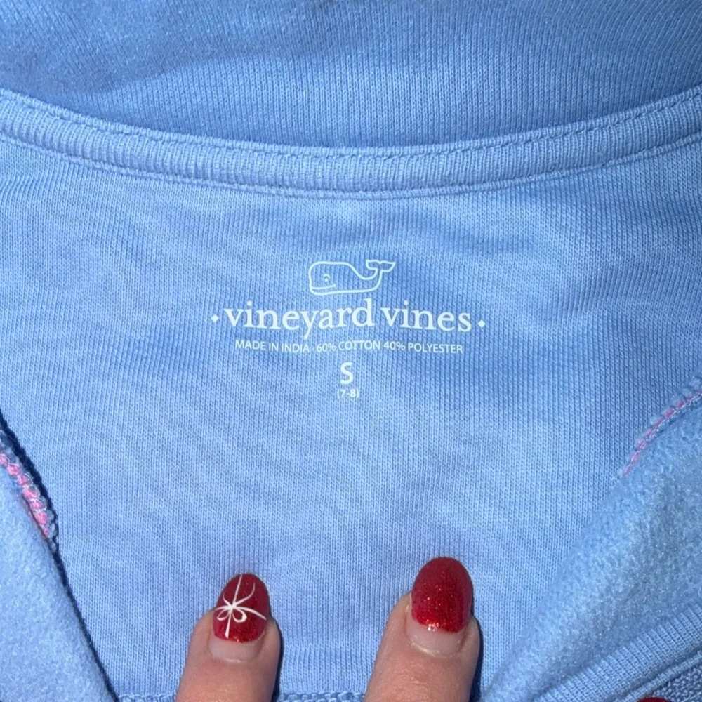 Vineyard Vines Blue and Pink Kids Quarter-Zip Sweatshirt - Picture 4 of 6